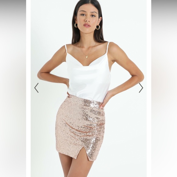 Showpo. Dresses & Skirts - ITS FAIR GAME SKIRT IN ROSE GOLD SEQUIN